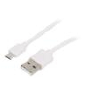 Kabel USB 2.0 USB A vidlice,USB B micro vidlice 2m bílá