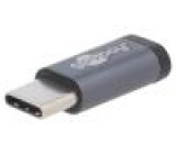 Adaptér OTG,USB 2.0 USB B micro zásuvka,USB C vidlice šedá
