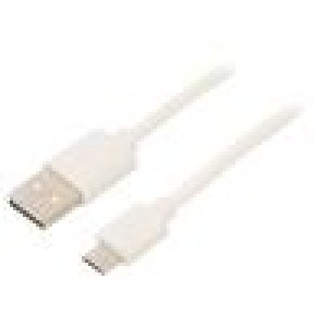 Kabel USB 2.0 USB A vidlice,USB B micro vidlice 0,5m bílá