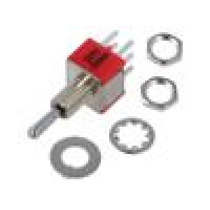 Přepínač páčkový pol: 3 DP3T ON-OFF-(ON) 2A/250VAC 5A/28VDC