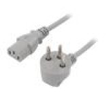 Kabel IEC C13 zásuvka,IS1-16P (H) úhlová vidlice PVC 3m šedá