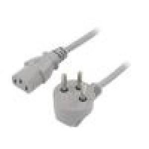 Kabel IEC C13 zásuvka,IS1-16P (H) úhlová vidlice PVC 5m šedá