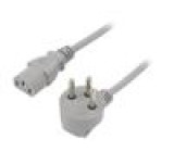 Kabel IEC C13 zásuvka,IS1-16P (H) úhlová vidlice PVC 1m šedá