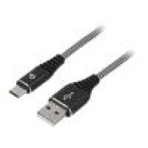 Kabel USB 2.0 USB A vidlice,USB C vidlice zlacený 2m černá