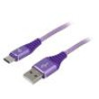 Kabel USB 2.0 USB A vidlice,USB C vidlice zlacený 1m fialová