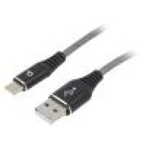 Kabel USB 2.0 USB A vidlice,USB C vidlice zlacený 1m černá