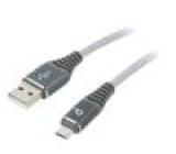 Kabel USB 2.0 USB A vidlice,USB B micro vidlice zlacený 2m