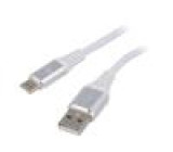 Kabel USB 2.0 USB A vidlice,USB C vidlice zlacený 1m bílá