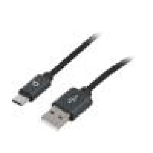 Kabel USB 2.0 USB A vidlice,USB C vidlice zlacený 1,8m černá