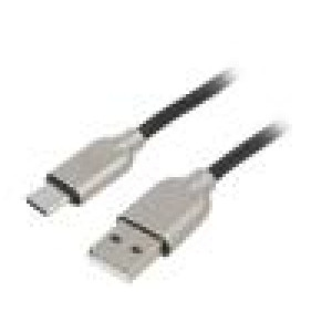 Kabel USB 2.0 USB A vidlice,USB C vidlice zlacený 1m černá