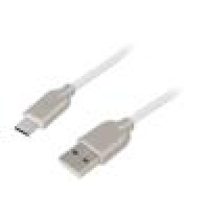 Kabel USB 2.0 USB A vidlice,USB C vidlice zlacený 1m bílá