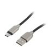Kabel USB 2.0 USB A vidlice,USB C vidlice zlacený 2m černá