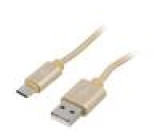 Kabel USB 2.0 USB A vidlice,USB C vidlice zlacený 1,8m zlatá