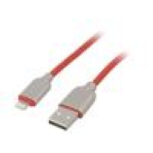 Kabel USB 2.0 vidlice Apple Lightning,USB A vidlice 1m guma