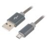 Kabel USB 2.0 USB A vidlice,USB B micro vidlice 1m šedá kov