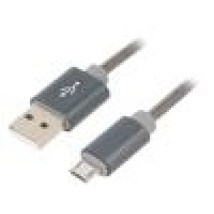 Kabel USB 2.0 USB A vidlice,USB B micro vidlice 1m šedá kov