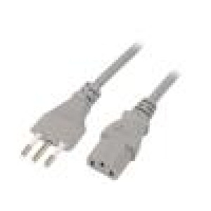 Kabel zástrčka CEI 23-50 (L),IEC C13 zásuvka PVC 1m šedá