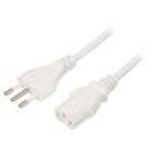 Kabel zástrčka CEI 23-50 (L),IEC C13 zásuvka PVC 5m bílá