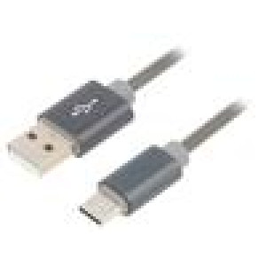 Kabel USB 2.0 USB A vidlice,USB B micro vidlice 2m šedá kov