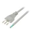 Kabel 3x0,75mm2 zástrčka CEI 23-50 (L),vodiče PVC 3m šedá