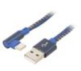 Kabel USB 2.0 USB A vidlice,USB C úhlová zástrčka zlacený 1m