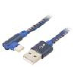 Kabel USB 2.0 USB A vidlice,USB C úhlová zástrčka zlacený 1m