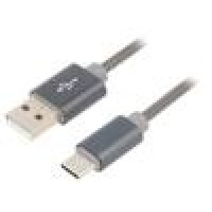 Kabel USB 2.0 USB A vidlice,USB C vidlice 2m šedá 0,48Gbps