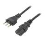 Kabel zástrčka CEI 23-50 (L),IEC C13 zásuvka PVC 5m černá