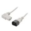 Kabel 3x1mm2 IEC C13 zásuvka 90°,IEC C14 vidlice PVC 1m šedá