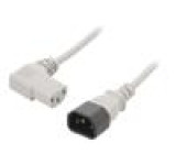 Kabel IEC C13 zásuvka 90°,IEC C14 vidlice PVC 1m šedá 3G1mm2