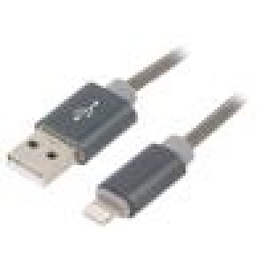 Kabel USB 2.0 vidlice Apple Lightning,USB A vidlice 2m šedá