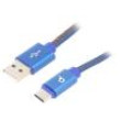Kabel USB 2.0 USB A vidlice,USB C vidlice zlacený 1m modrá