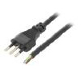 Kabel 3x0,75mm2 zástrčka CEI 23-50 (L),vodiče PVC 3m černá