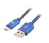 Kabel USB 2.0 USB A vidlice,USB C vidlice zlacený 2m
