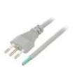 Kabel 3x1mm2 zástrčka CEI 23-50 (L),vodiče PVC 1m šedá 10A