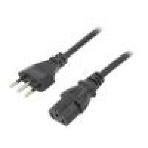 Kabel zástrčka CEI 23-50 (L),IEC C13 zásuvka PVC 3m černá