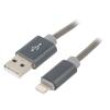 Kabel USB 2.0 vidlice Apple Lightning,USB A vidlice 1m šedá