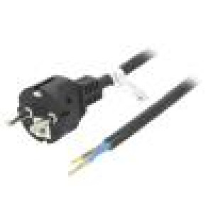 Kabel CEE 7/7 (E/F) vidlice,vodiče PVC 2m černá 16A 250V