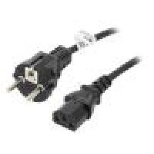 Kabel IEC C13 zásuvka,IEC C14 vidlice PVC 1,5m černá 10A