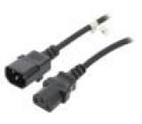 Kabel IEC C13 zásuvka,IEC C14 vidlice PVC 3,5m černá 10A