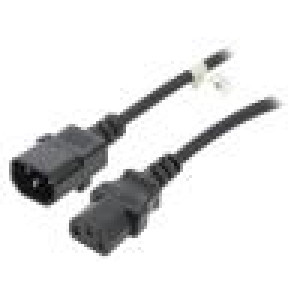 Kabel IEC C13 zásuvka,IEC C14 vidlice PVC 3,5m černá 10A