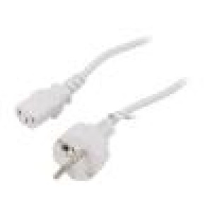 Kabel IEC C13 zásuvka,IEC C14 vidlice PVC 2m bílá 10A 250V