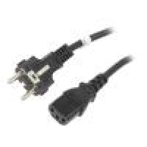 Kabel IEC C13 zásuvka,IEC C14 vidlice PVC 3m černá 10A 250V