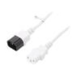 Kabel IEC C13 zásuvka,IEC C14 vidlice PVC 1m bílá 10A 250V