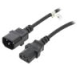 Kabel IEC C13 zásuvka,IEC C14 vidlice PVC 1m černá 10A 250V