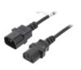 Kabel IEC C13 zásuvka,IEC C14 vidlice PVC 2m černá 10A 250V