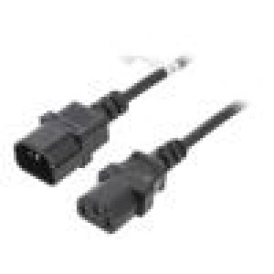 Kabel IEC C13 zásuvka,IEC C14 vidlice PVC 2m černá 10A 250V
