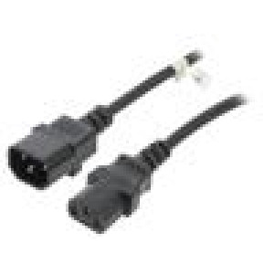 Kabel IEC C13 zásuvka,IEC C14 vidlice PVC 1,5m černá 10A