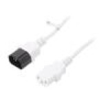 Kabel IEC C13 zásuvka,IEC C14 vidlice PVC 0,5m bílá 10A 250V