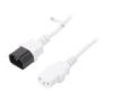 Kabel IEC C13 zásuvka,IEC C14 vidlice PVC 2m bílá 10A 250V